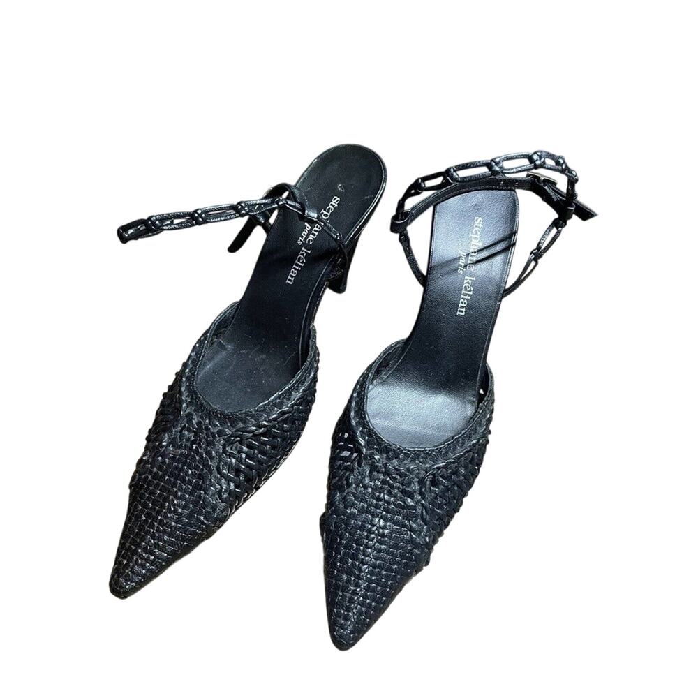 Stephane Kelian Paris‎ Black Woven 4 in Pump Women's Size UK 3